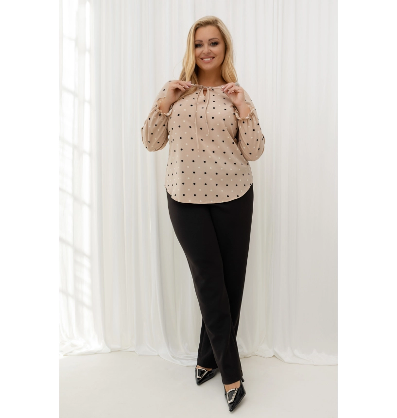 M27401 BLUZKA DONNA BEŻOWA W GROSZKI M27401 BLUZKA DONNA BEŻOWA W GROSZKI